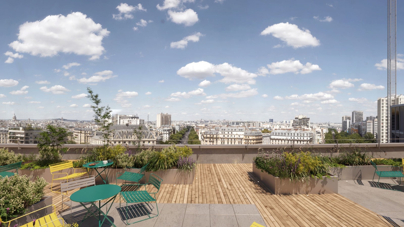 Une vue à 180° sur paris et ses monuments.